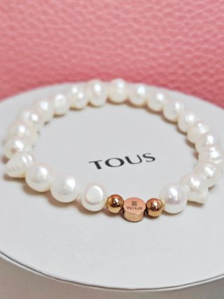Pulsera Tous Perlas Naturales Elástica blancas