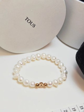 Pulsera Tous Perlas Naturales Elástica blancas