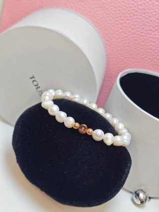 Pulsera Tous Perlas Naturales Elástica blancas