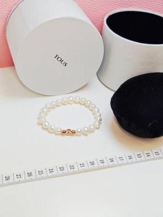 Pulsera Tous Perlas Naturales Elástica blancas