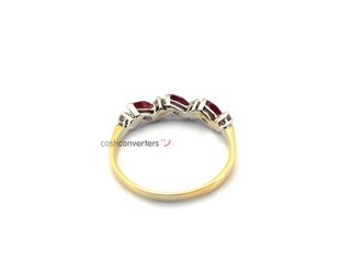 anillo oro 18k con piedra con diamante,rubi t. 16 (17,84 mm)