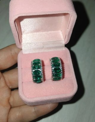Orecchini eleganti argento con pietre verdi