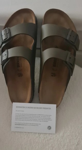 Sandalias Nuevas Birkenstock piel Oliva Gray N°43