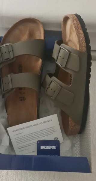 Sandalias Nuevas Birkenstock piel Oliva Gray N°43