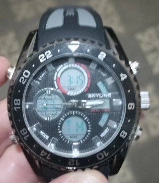 Reloj SKYLINE Dual Time Hombre Negro/plateado.