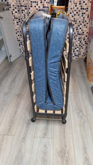 Cama Plegable Azul y Gris