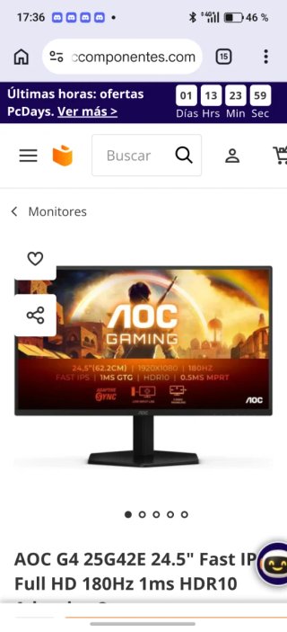 Monitor AOC 24.5 Full HD 180Hz 1ms HDR10