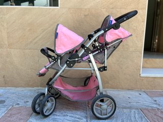 Carrito de muñecas doble rosa