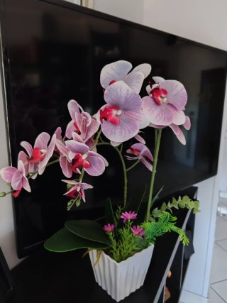 Orchidea artificiale con vaso in ceramica