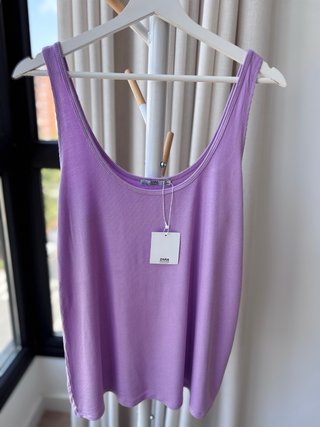 Top Zara Tirantes Lila Canalé Talla L