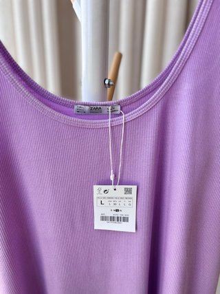 Top Zara Tirantes Lila Canalé Talla L