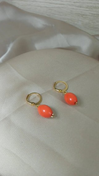 Pendientes Coral Chapado Oro 18k