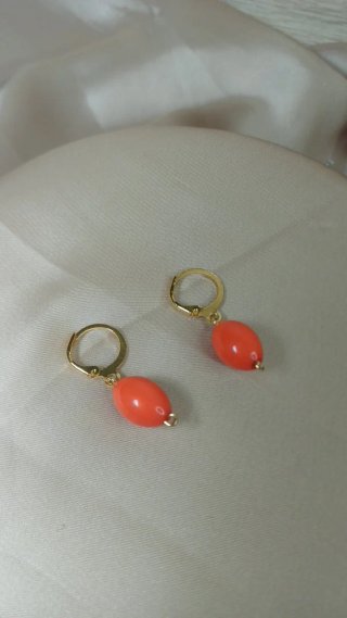 Pendientes Coral Chapado Oro 18k
