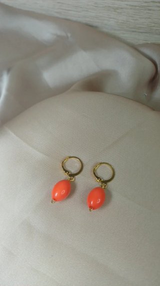 Pendientes Coral Chapado Oro 18k