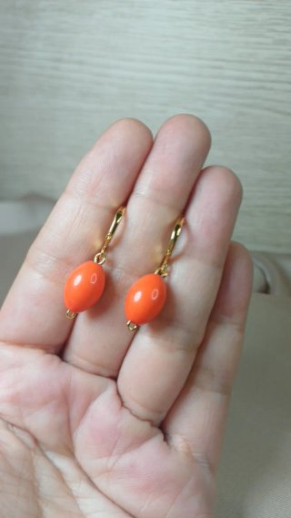 Pendientes Coral Chapado Oro 18k