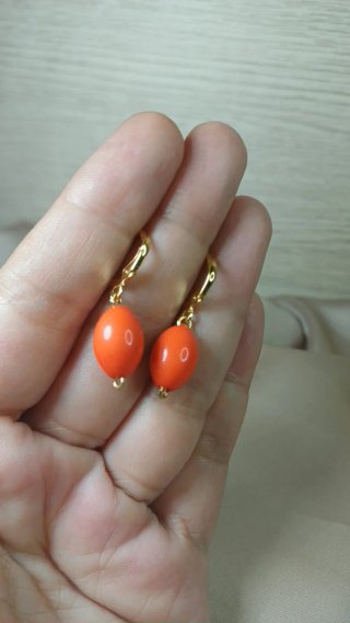 Pendientes Coral Chapado Oro 18k