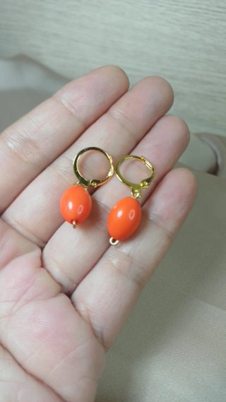 Pendientes Coral Chapado Oro 18k