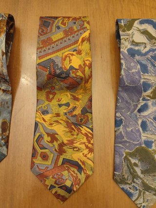 Lote 5 Corbatas Seda Vintage Multicolor