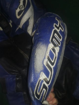 Mono de moto Suomy azul y blanco