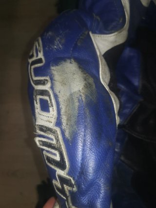 Mono de moto Suomy azul y blanco