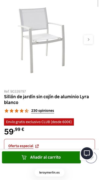 Mesa extensible aluminio 180-260 cm y 6 sillas