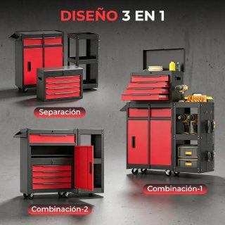 Carro de herramientas 3 en 1 con ruedas