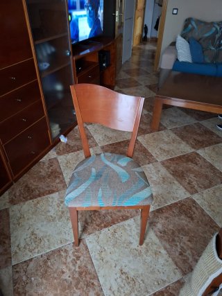 Mueble salón, mesa + 6 sillas y mesa centro cerezo