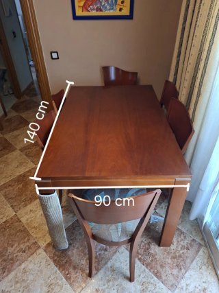 Mueble salón, mesa + 6 sillas y mesa centro cerezo