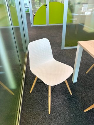 Silla blanca patas madera