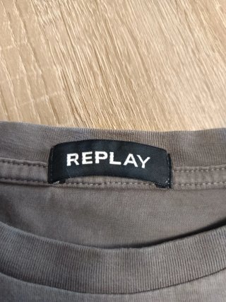 Camiseta Replay Gris Logo Naranja