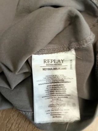 Camiseta Replay Gris Logo Naranja