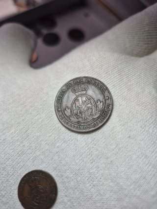 Lote 2,5 y 1/2 céntimos Escudo 1868 Isabel II