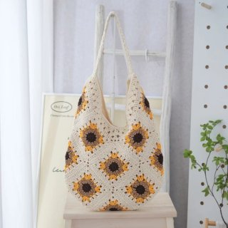 Bolso tote crochet Flores Beige y Amarillo