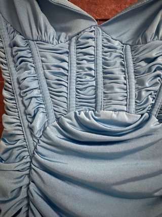 Vestido mini fruncido azul