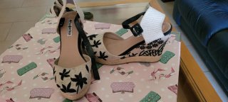 Sandalias Esparto Cuña Verde y negras y  Beige