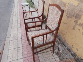 2 Sillones Antiguos Madera y Tela