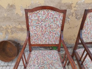 2 Sillones Antiguos Madera y Tela