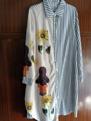 Vestido camisero estampado girasoles