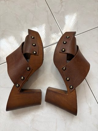 Sabot Marradini pelle e legno marroni