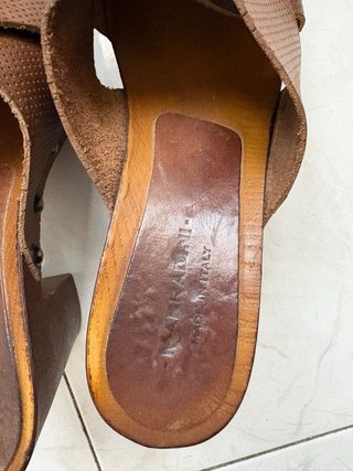 Sabot Marradini pelle e legno marroni