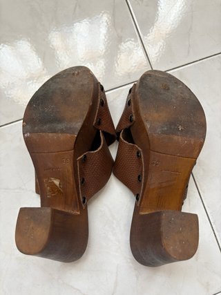 Sabot Marradini pelle e legno marroni