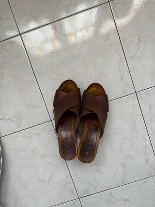 Sabot Marradini pelle e legno marroni