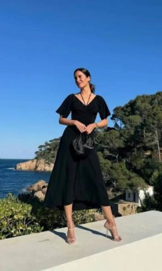 Vestido Negro Victoria Beckham x Mango Talla S