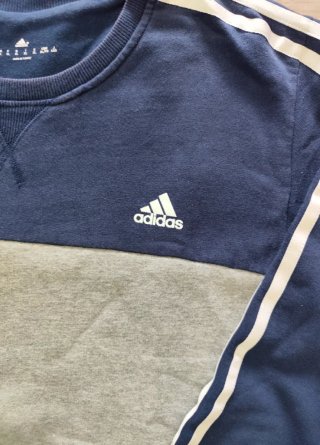 Sudadera Crewneck Adidas Azul y Gris Talla XL