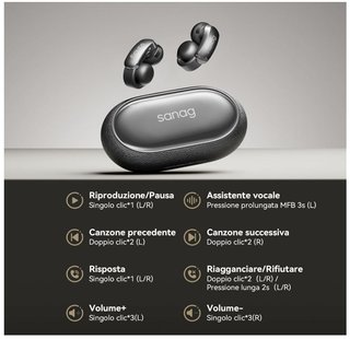 AI Auricolari wireless Bluetooth Open Ear Cuffie