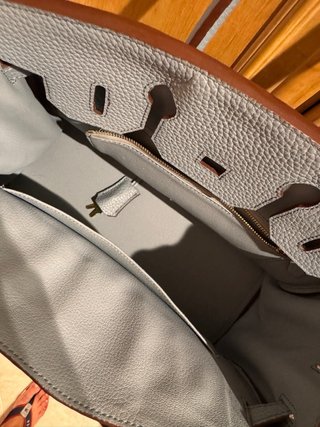 Bolso parecido a birkin en color celeste