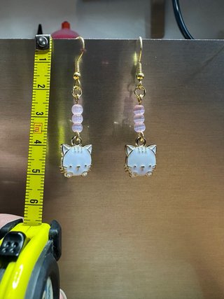 Orecchini Gatto Carini Dorati Rosa Bianco