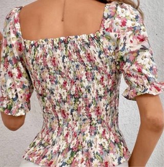 Blusa Peplum Estampada Multicolor