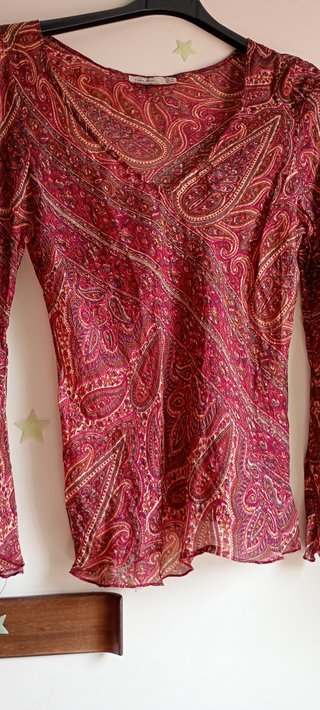 Blusa gasa transparente estampado paisley