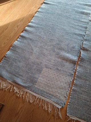 2 Tappeti azzurri in cotone. Reversibili
